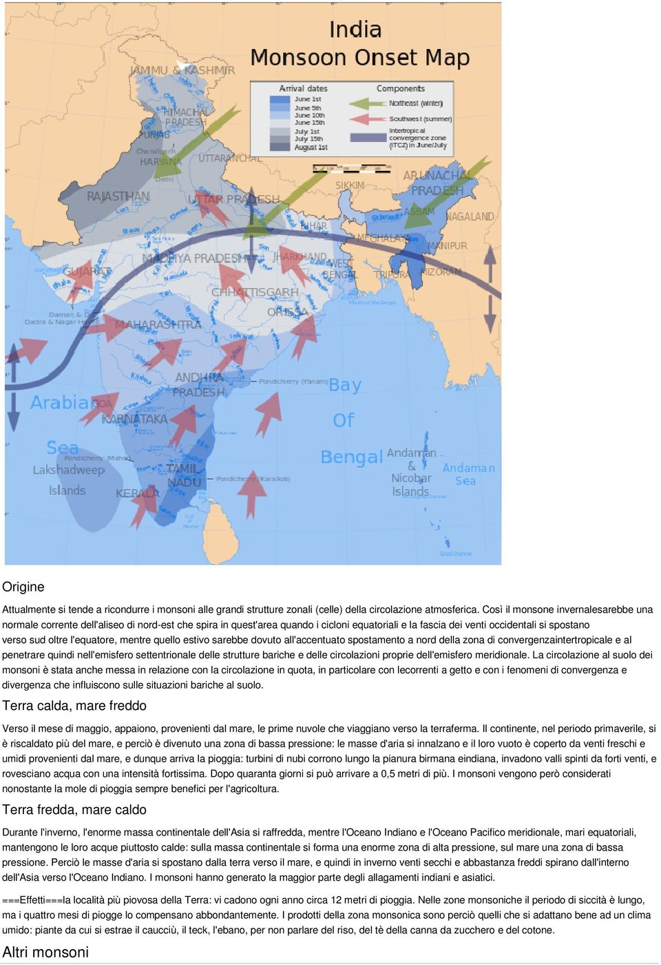 l'equatore, mentre quello estivo sarebbe dovuto all'accentuato spostamento a nord della zona di convergenzaintertropicale e al penetrare quindi nell'emisfero settentrionale delle strutture bariche e