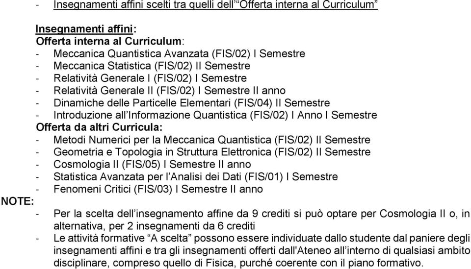 Introduzione all Informazione Quantistica (FIS/02) I Anno I Semestre Offerta da altri Curricula: - Metodi Numerici per la Meccanica Quantistica (FIS/02) II Semestre - Geometria e Topologia in