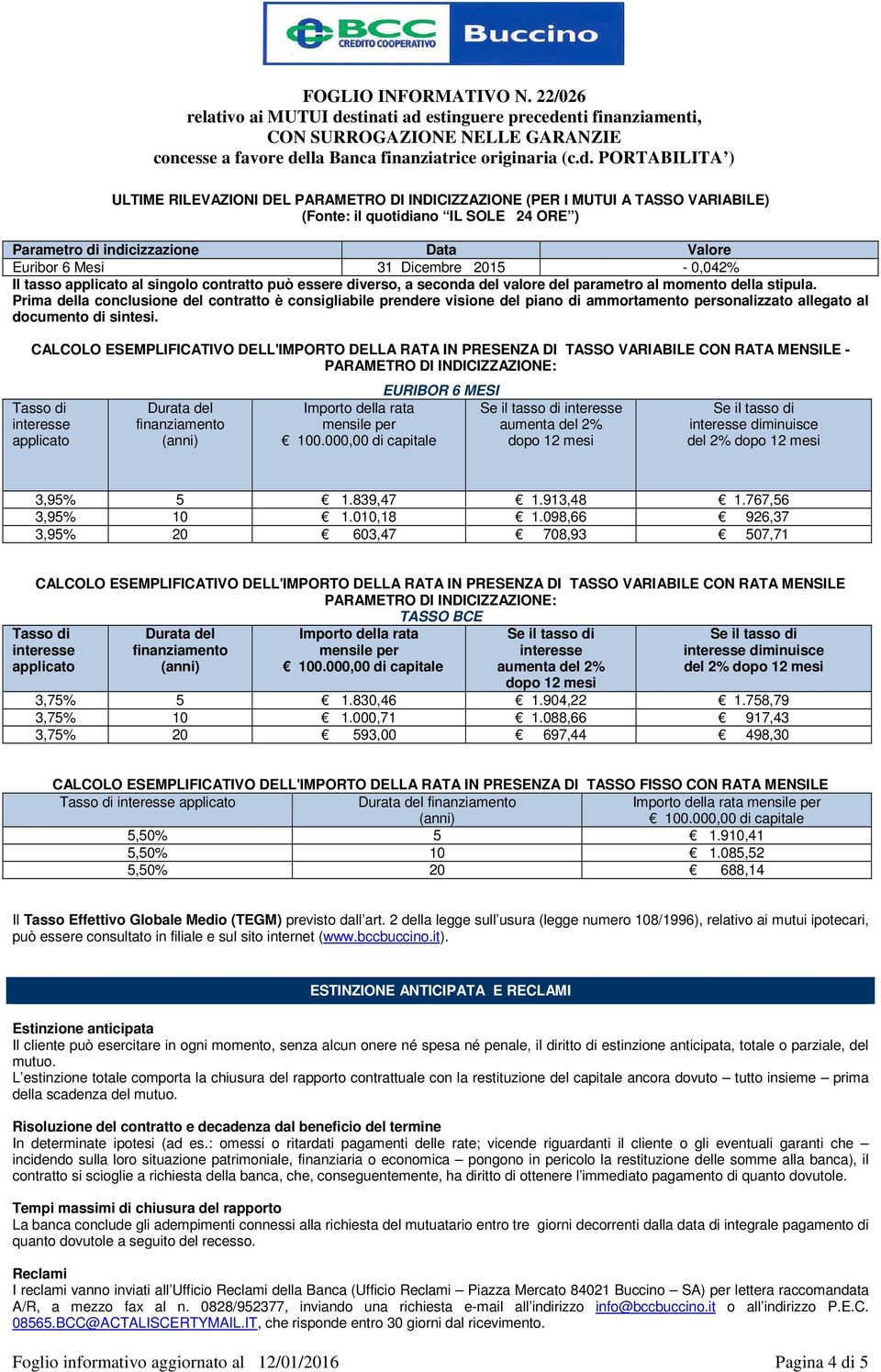 Prima della conclusione del contratto è consigliabile prendere visione del piano di ammortamento personalizzato allegato al documento di sintesi.