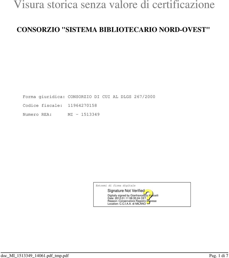 DLGS 267/2000 Codice fiscale: 11964270158 Numero REA: MI - 1513349