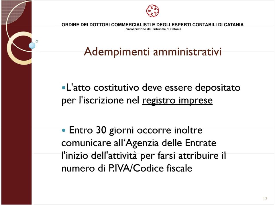 occorre inoltre comunicare all Agenzia delle Entrate l'inizio i i