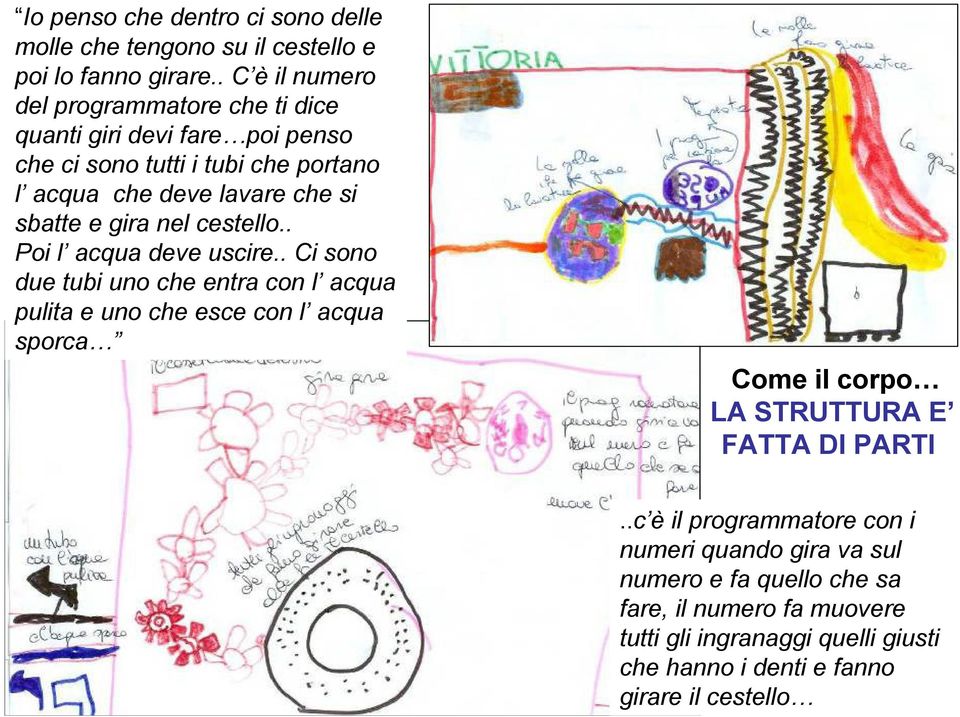 e gira nel cestello.. Poi l acqua deve uscire.. Ci sono due tubi uno che entra con l acqua pulita e uno che esce con l acqua sporca Come il corpo.