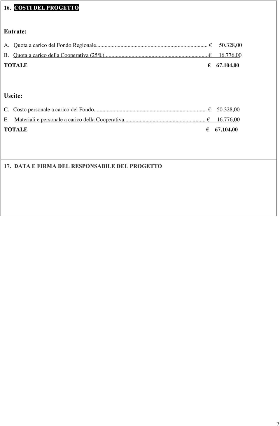 Costo personale a carico del Fondo... 50.328,00 E.