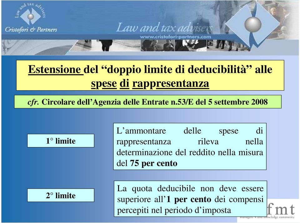 53/e del 5 settembre 2008 1 limite L ammontare delle spese di rappresentanza rileva nella