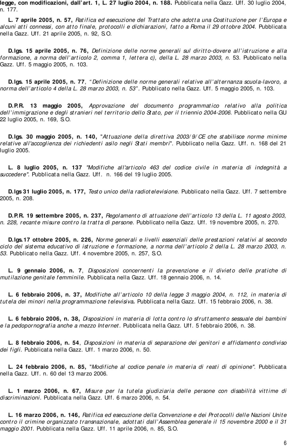 Pubblicata nella Gazz. Uff. 21 aprile 2005, n. 92, S.O. D.lgs. 15 aprile 2005, n.