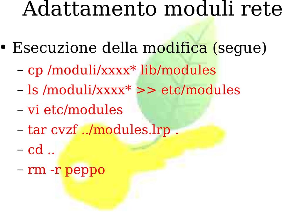 lib/modules ls /moduli/xxxx* >> etc/modules