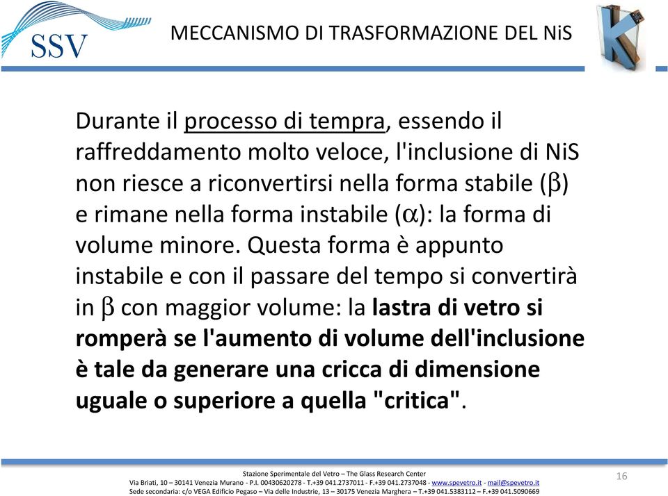 Questa forma è appunto instabile e con il passare del tempo si convertirà in βcon maggior volume: la lastra di vetro si