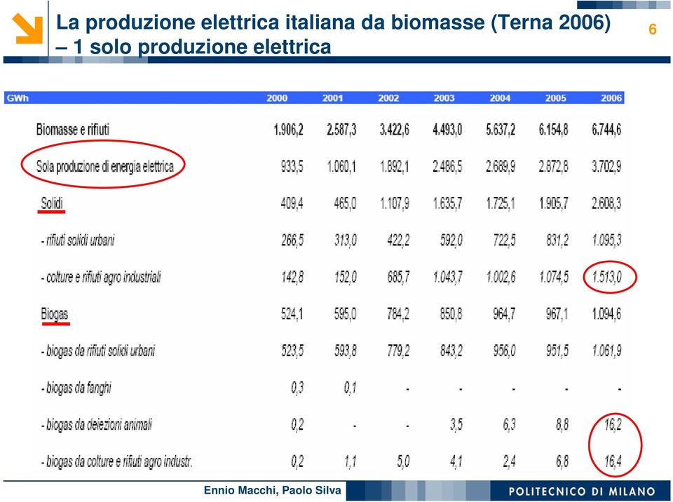 biomasse (Terna 2006)