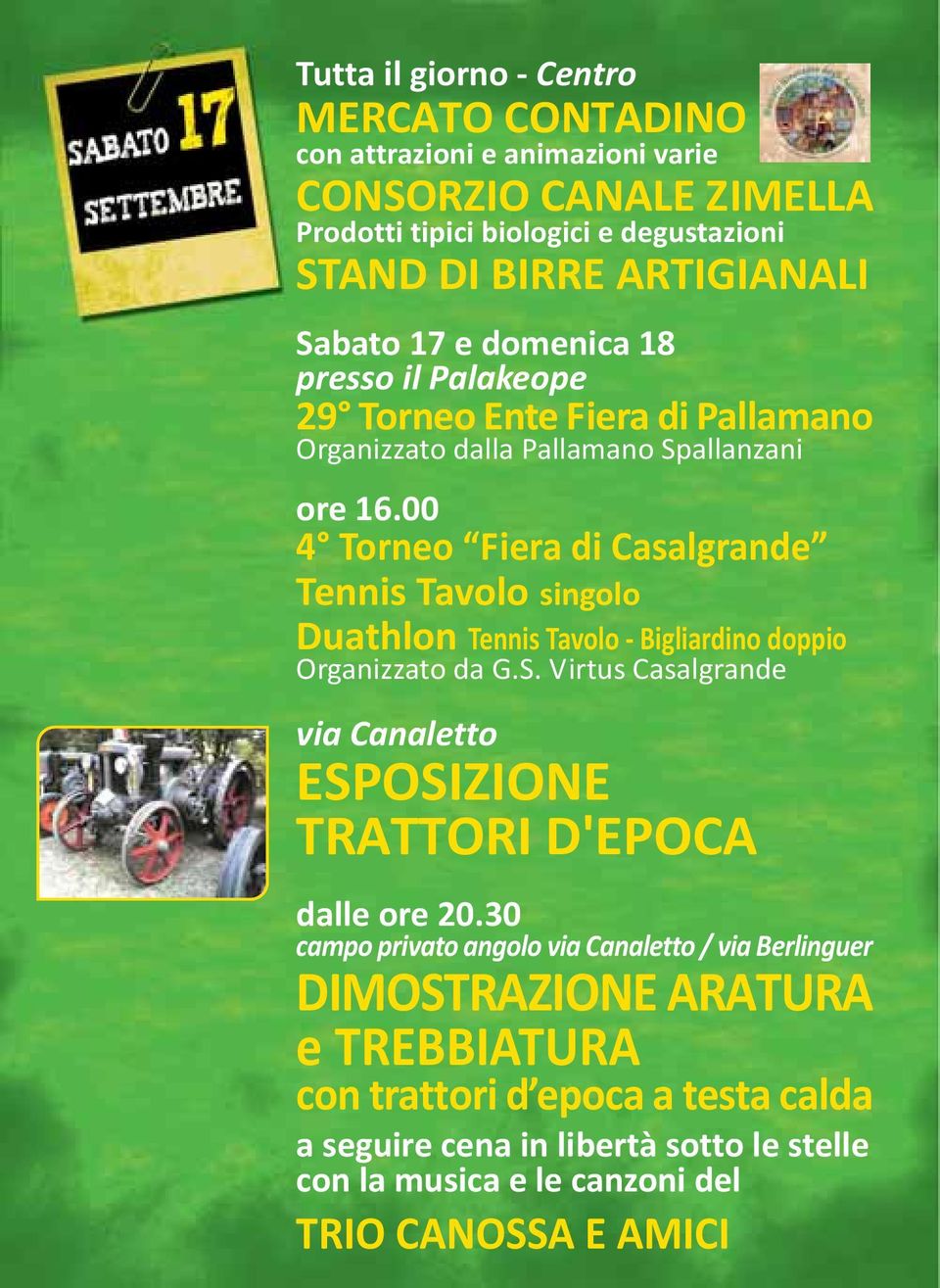 00 4 Torneo Fiera di Casalgrande Tennis Tavolo singolo Duathlon Tennis Tavolo - Bigliardino doppio Organizzato da G.S.