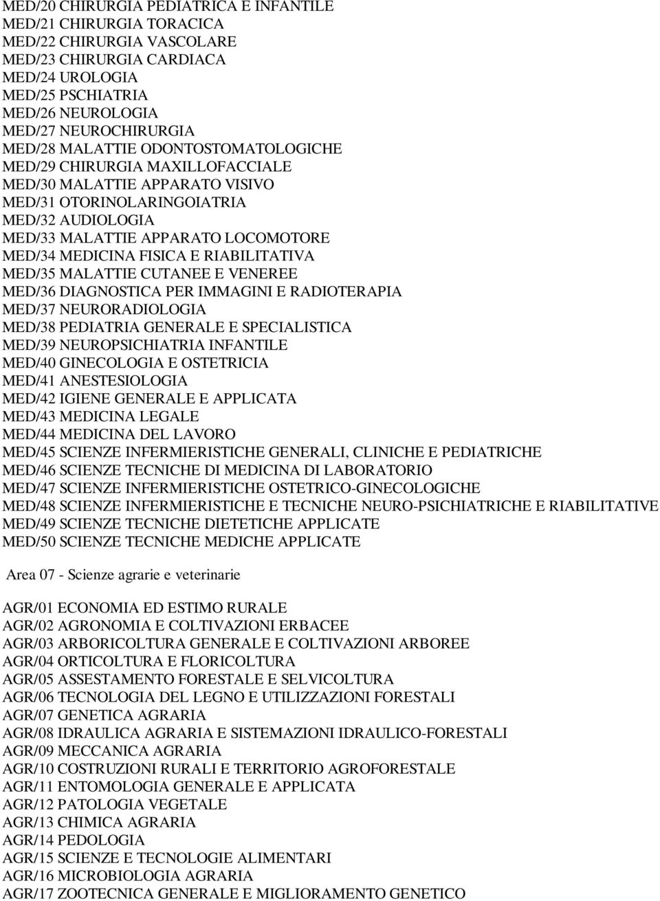 E RIABILITATIVA MED/35 MALATTIE CUTANEE E VENEREE MED/36 DIAGNOSTICA PER IMMAGINI E RADIOTERAPIA MED/37 NEURORADIOLOGIA MED/38 PEDIATRIA GENERALE E SPECIALISTICA MED/39 NEUROPSICHIATRIA INFANTILE