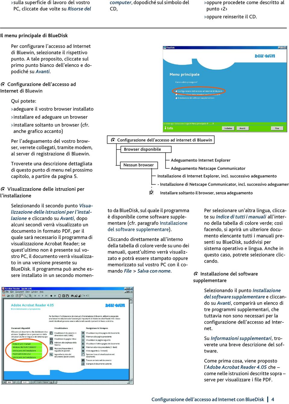 Configurazione dell accesso ad Internet di Bluewin Qui potete: adeguare il vostro browser installato installare ed adeguare un browser installare soltanto un browser (cfr.