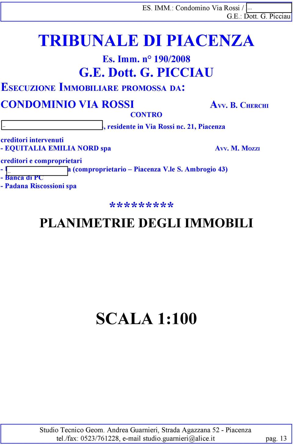 MOZZI creditori e comproprietari - Unitario Maria Anna (comproprietario Piacenza V.le S.