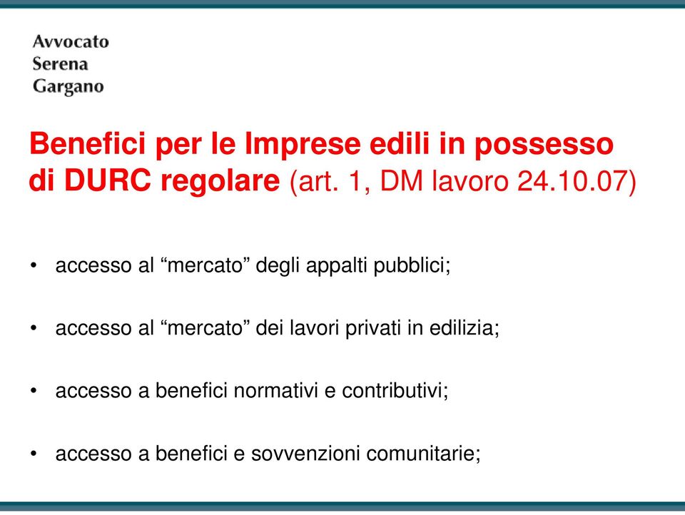 07) accesso al mercato degli appalti pubblici; accesso al mercato