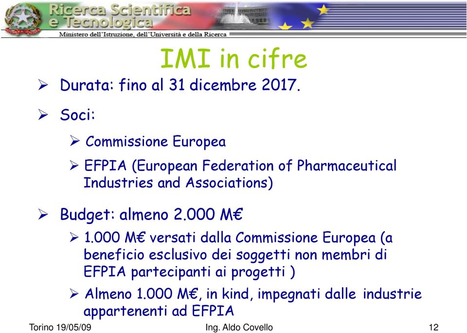 Associations) Budget: almeno 2.000 M 1.