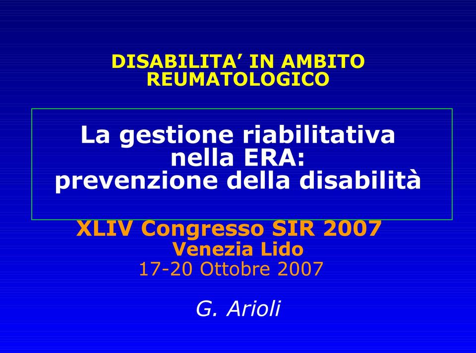 prevenzione della disabilità XLIV