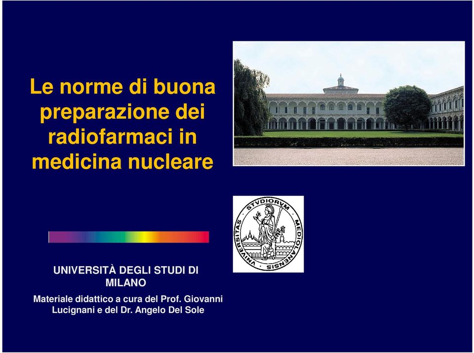 DEGLI STUDI DI MILANO Materiale didattico a