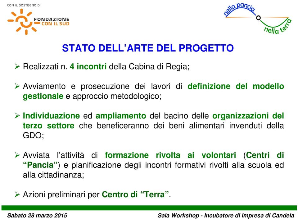 metodologico; Individuazione ed ampliamento del bacino delle organizzazioni del terzo settore che beneficeranno dei beni