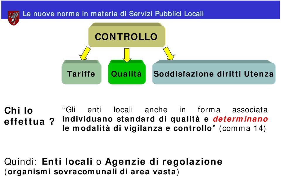 e determinano le modalità di vigilanza e controllo (comma 14) Quindi: