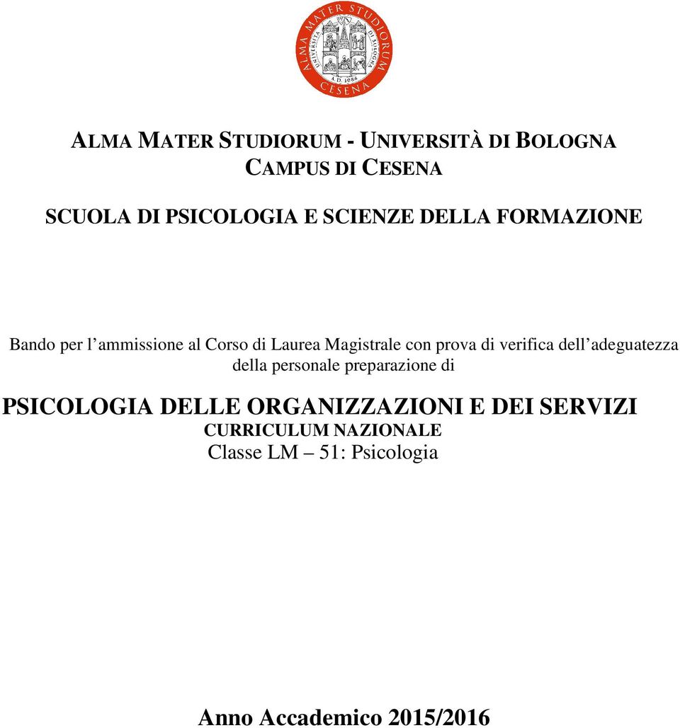 di verifica dell adeguatezza della personale preparazione di PSICOLOGIA DELLE