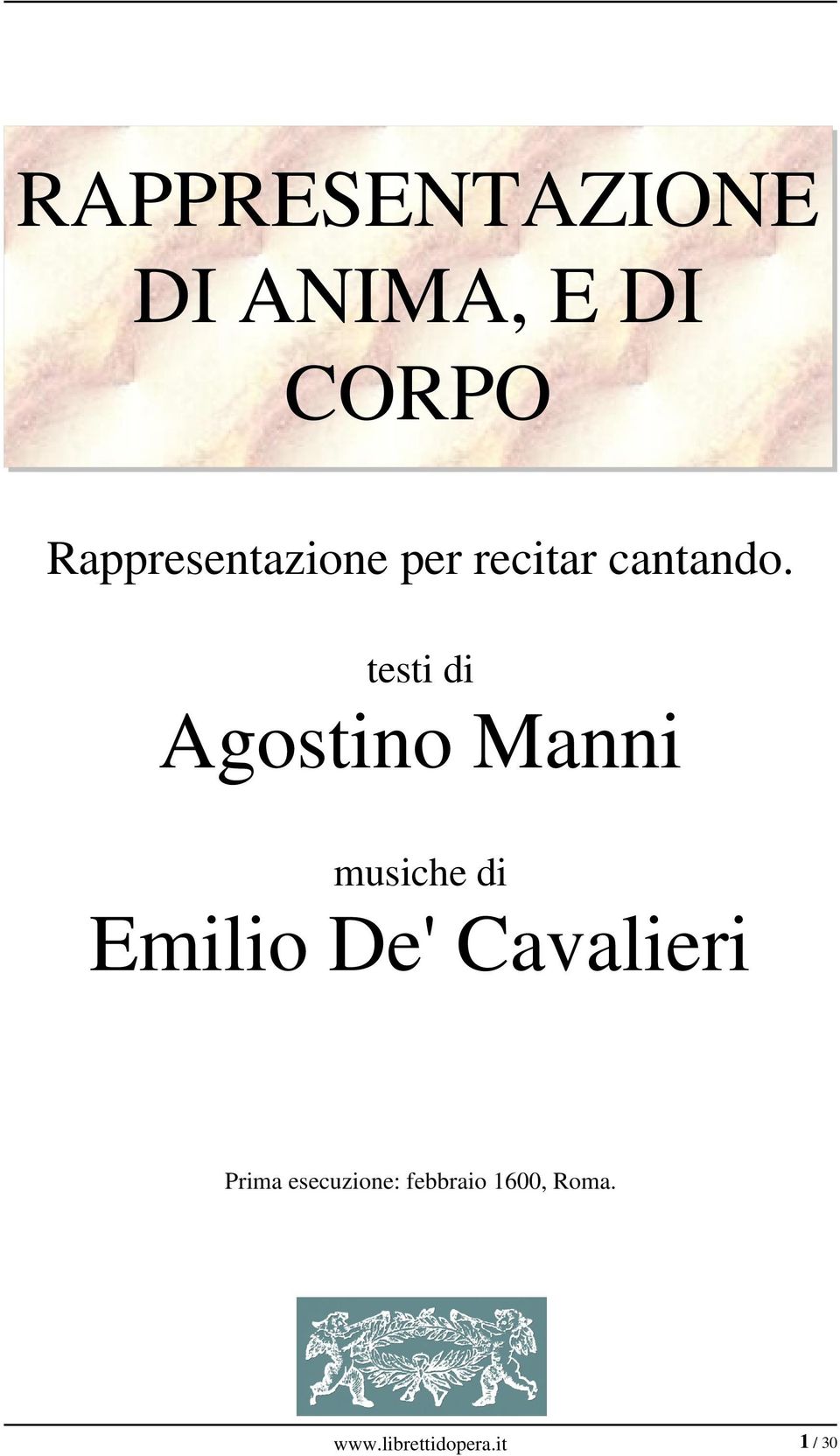 testi di Agostino Manni musiche di Emilio De'