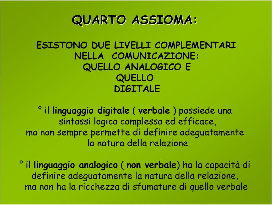 permette di definire adeguatamente la natura della relazione il linguaggio analogico ( non verbale) ha la