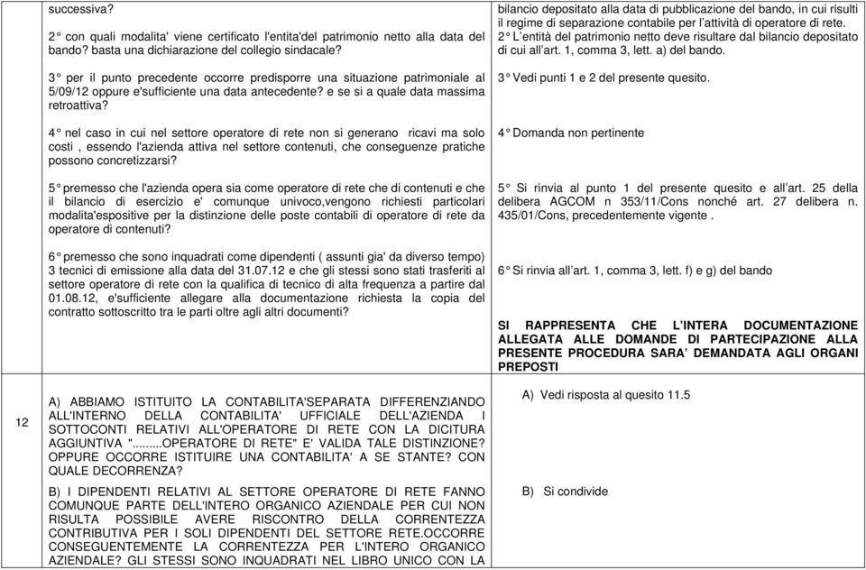 4 nel caso in cui nel settore operatore di rete non si generano ricavi ma solo costi, essendo l'azienda attiva nel settore contenuti, che conseguenze pratiche possono concretizzarsi?