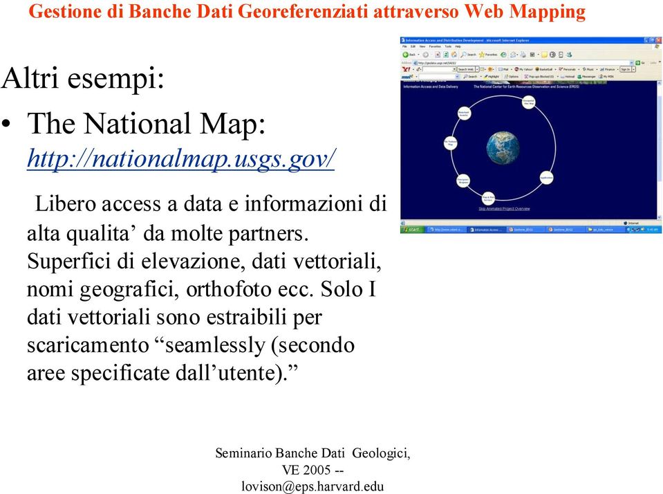 Superfici di elevazione, dati vettoriali, nomi geografici, orthofoto ecc.