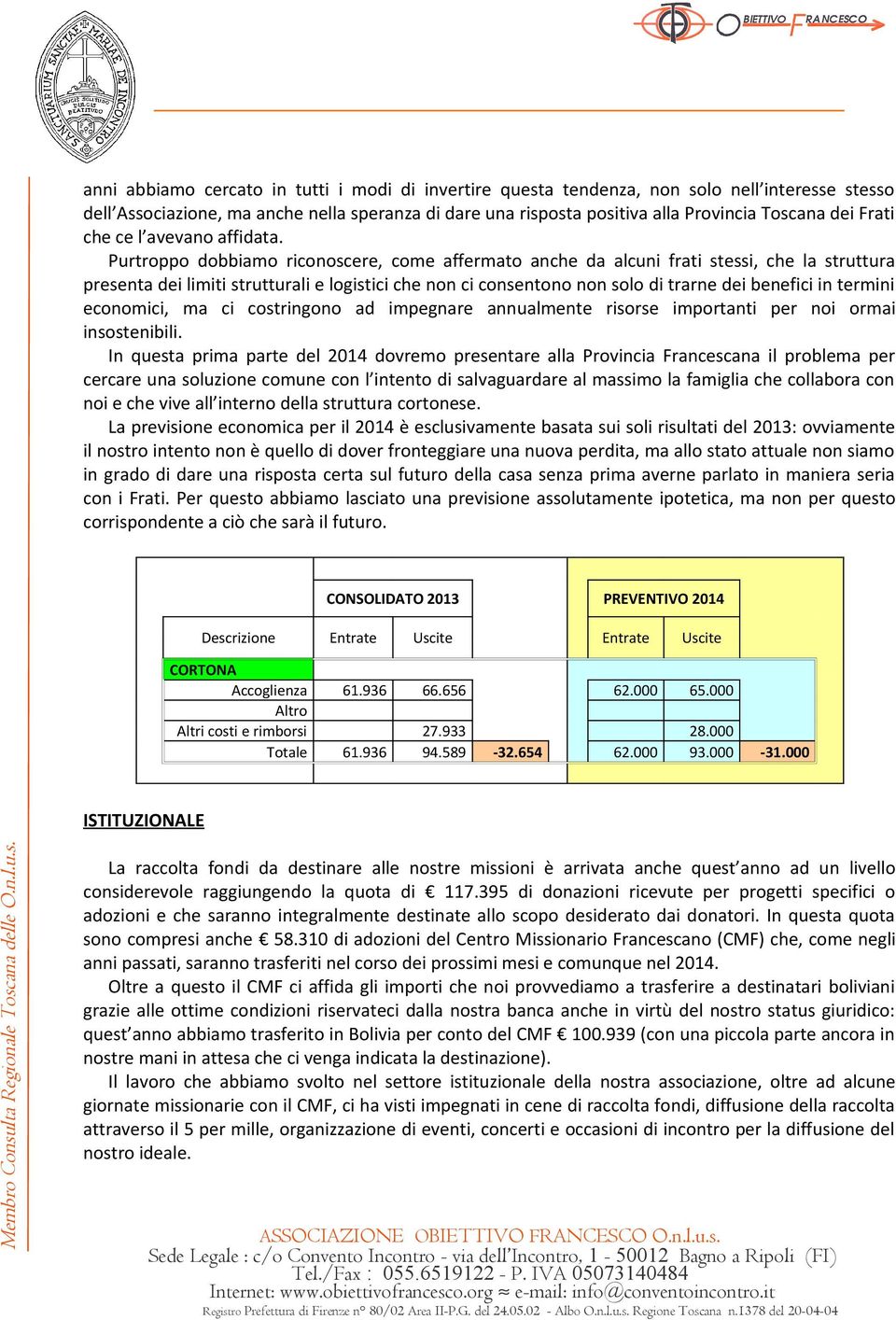 Purtroppo dobbiamo riconoscere, come affermato anche da alcuni frati stessi, che la struttura presenta dei limiti strutturali e logistici che non ci consentono non solo di trarne dei benefici in