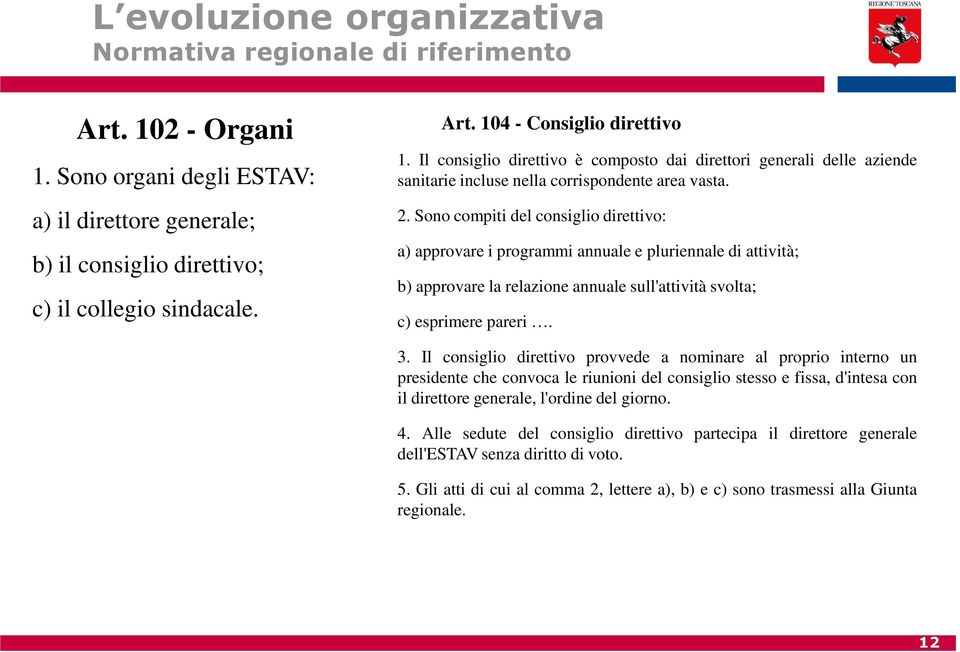 Sono compiti del consiglio direttivo: a) approvare i programmi annuale e pluriennale di attività; b) approvare la relazione annuale sull'attività svolta; c) esprimere pareri. 3.