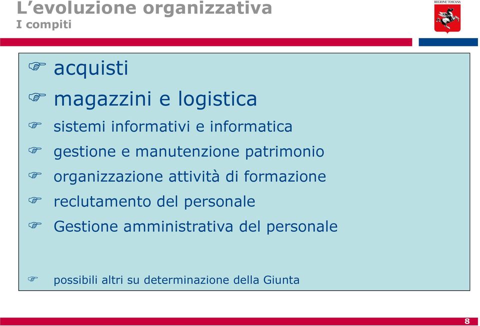 organizzazione attività di formazione reclutamento del personale