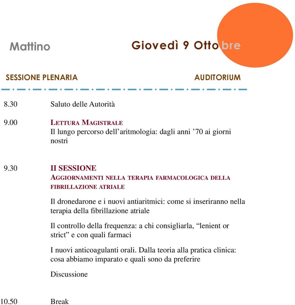 30 II SESSIONE AGGIORNAMENTI NELLA TERAPIA FARMACOLOGICA DELLA FIBRILLAZIONE ATRIALE Il dronedarone e i nuovi antiaritmici: come si inseriranno