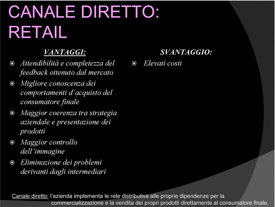 prodotti Maggior controllo dell immagine Eliminazione dei problemi derivanti dagli intermediari Canale diretto: l azienda