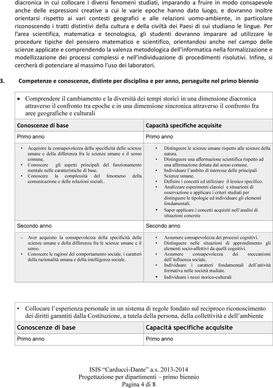 Per l area scientifica, matematica e tecnologica, gli studenti dovranno imparare ad utilizzare le procedure tipiche del pensiero matematico e scientifico, orientandosi anche nel campo delle scienze