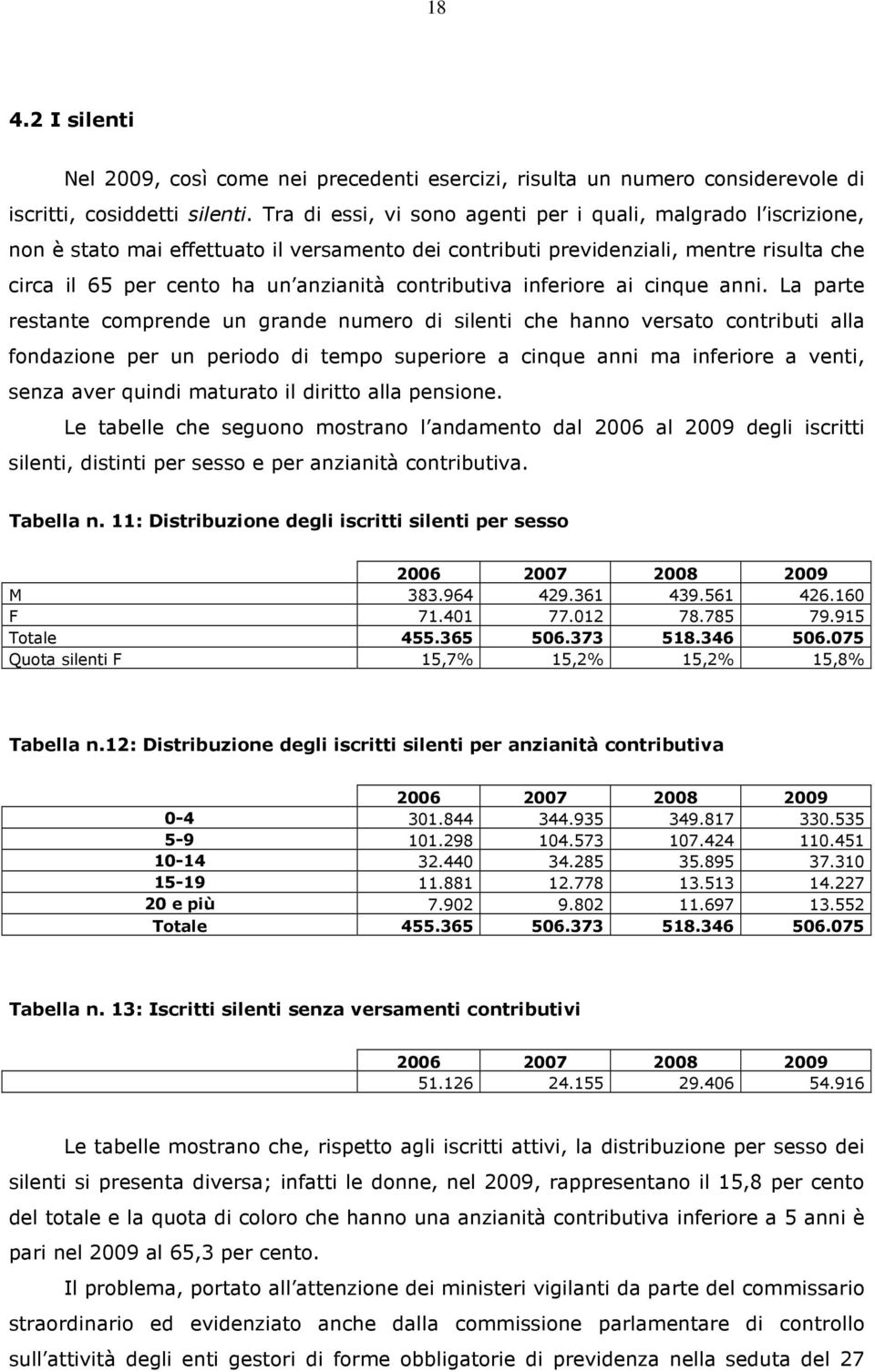 contributiva inferiore ai cinque anni.