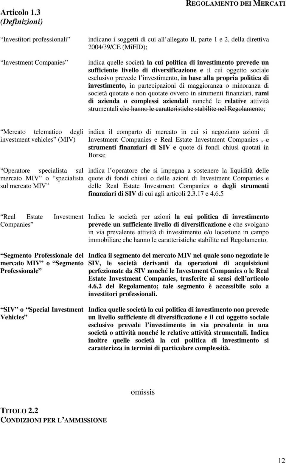 società la cui politica di investimento prevede un sufficiente livello di diversificazione e il cui oggetto sociale esclusivo prevede l investimento, in base alla propria politica di investimento, in