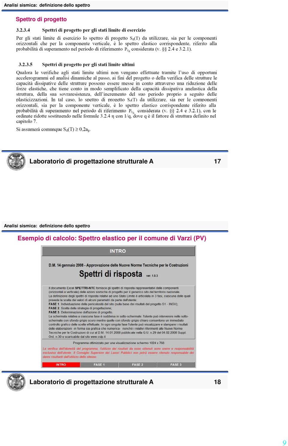 calcolo: Spettro elastico per il comune di Varzi (PV)