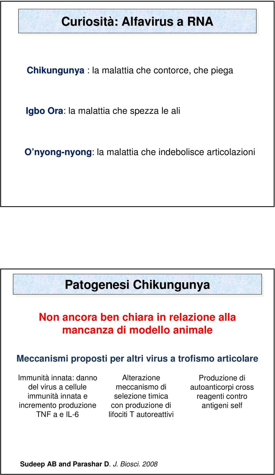 a trofismo articolare Immunità innata: danno del virus a cellule immunità innata e incremento produzione TNF a e IL-6 Alterazione meccanismo di