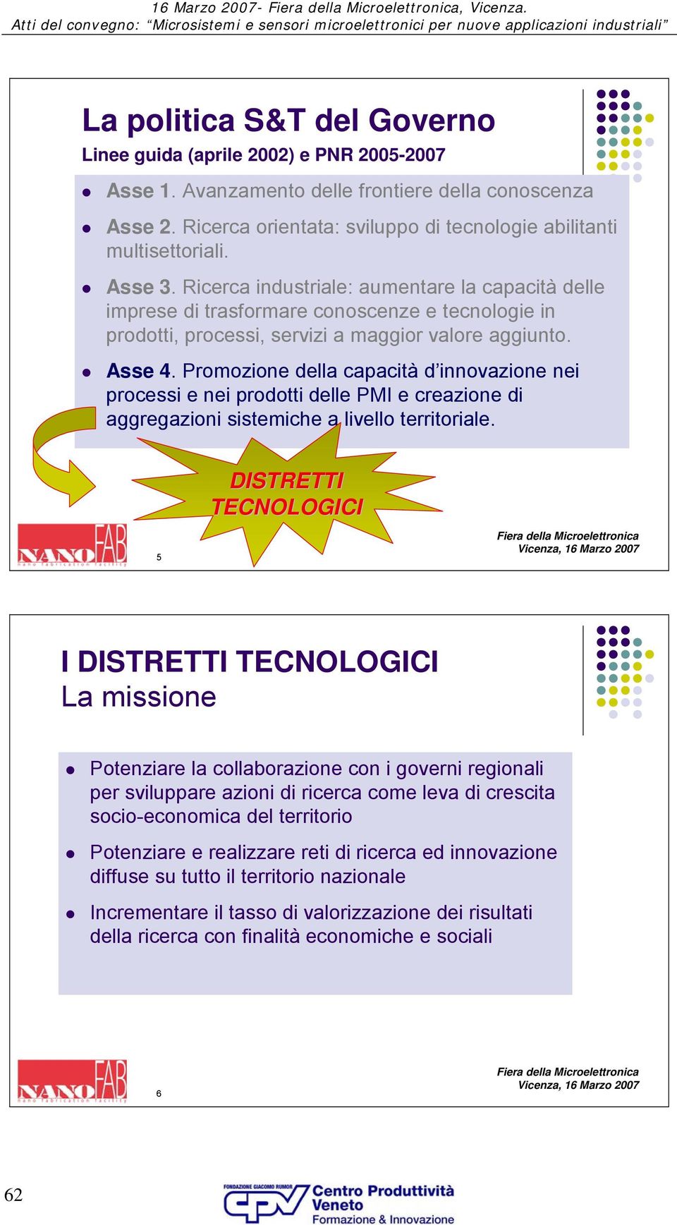 Ricerca industriale: aumentare la capacità delle imprese di trasformare conoscenze e tecnologie in prodotti, processi, servizi a maggior valore aggiunto. Asse 4.