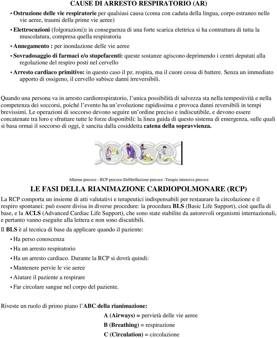 farmaci e/o stupefacenti: queste sostanze agiscono deprimendo i centri deputati alla regolazione del respiro posti nel cervello Arresto cardiaco primitivo: in questo caso il pz.