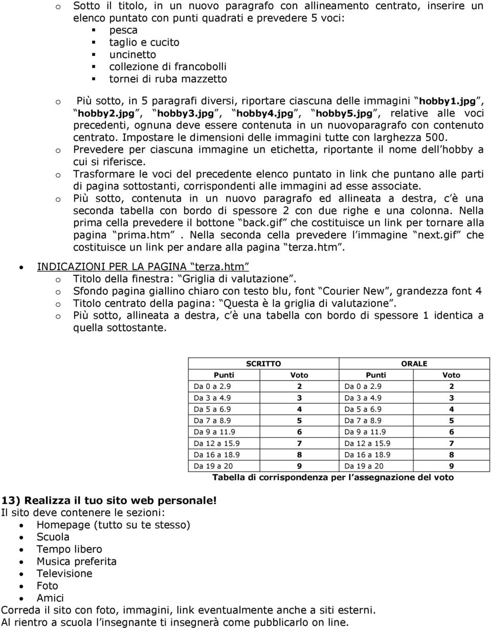 jpg, relative alle vci precedenti, gnuna deve essere cntenuta in un nuvparagraf cn cntenut centrat. Impstare le dimensini delle immagini tutte cn larghezza 500.