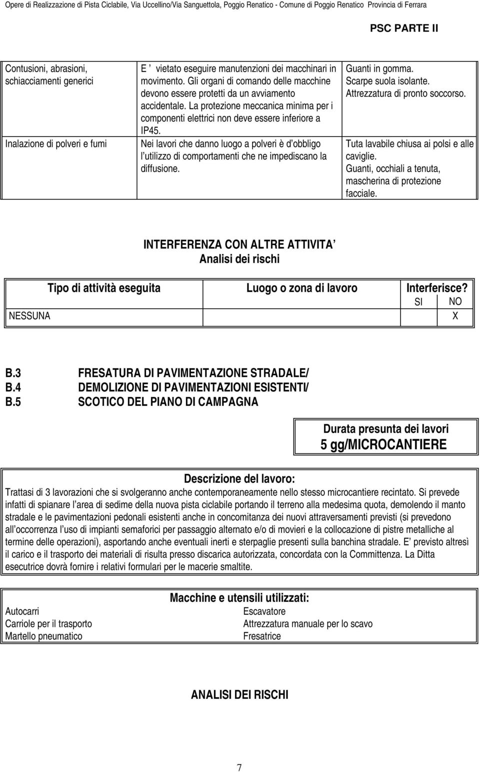 Nei lavori che danno luogo a polveri è d obbligo l utilizzo di comportamenti che ne impediscano la diffusione. Guanti in gomma. Scarpe suola isolante. Attrezzatura di pronto soccorso.