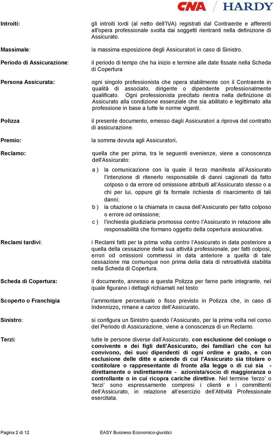 il periodo di tempo che ha inizio e termine alle date fissate nella Scheda di Copertura ogni singolo professionista che opera stabilmente con il Contraente in qualità di associato, dirigente o