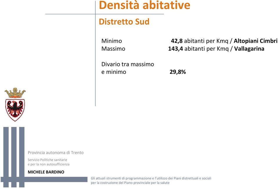 Altopiani Cimbri 143,4 abitanti per Kmq