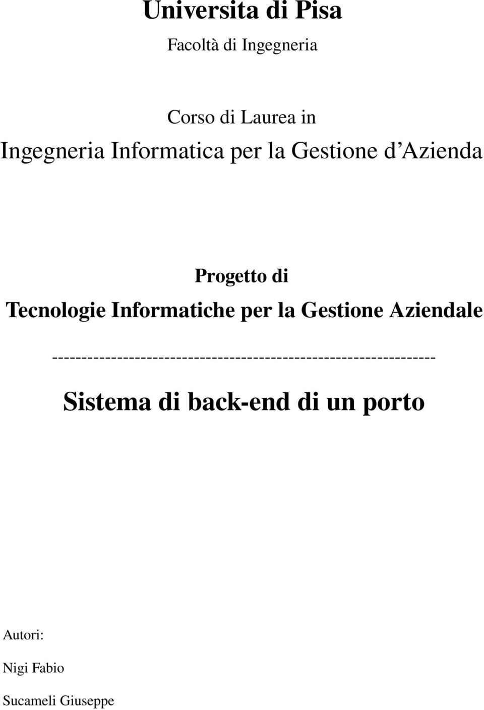 di Tecnologie Informatiche per la Gestione Aziendale