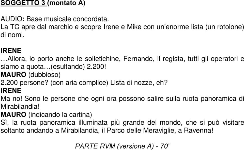 (con aria complice) Lista di nozze, eh? Ma no! Sono le persone che ogni ora possono salire sulla ruota panoramica di Mirabilandia!