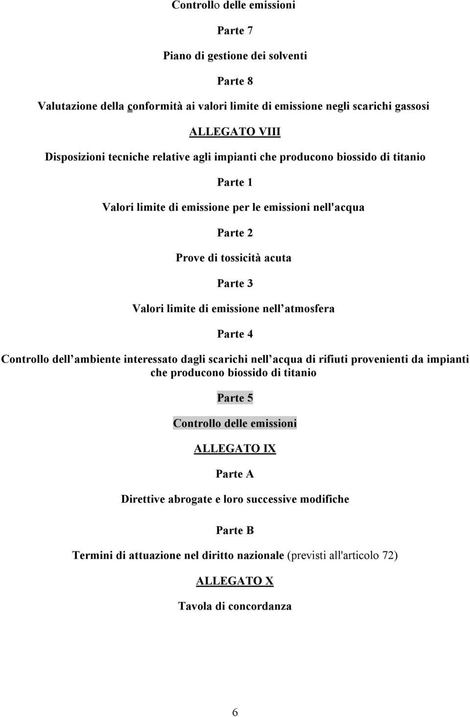 emissione nell atmosfera Controllo dell ambiente interessato dagli scarichi nell acqua di rifiuti provenienti da impianti che producono biossido di titanio Parte 5 Controllo