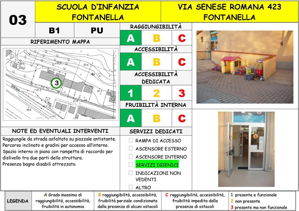 Spazio interno in piano con rampetta di raccordo per dislivello tra due