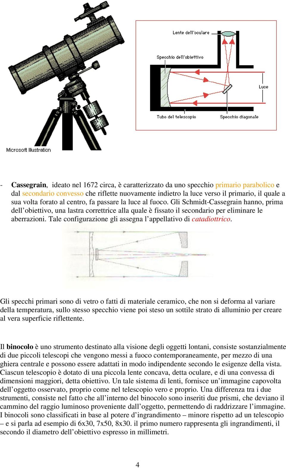 Tale configurazione gli assegna l appellativo di catadiottrico.