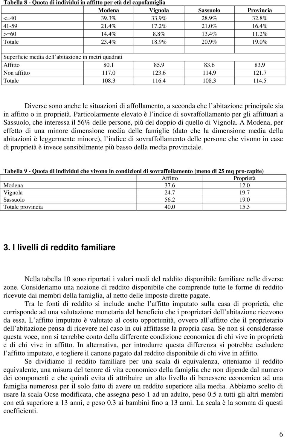 5 Diverse sono anche le situazioni di affollamento, a seconda che l abitazione principale sia in affitto o in proprietà.