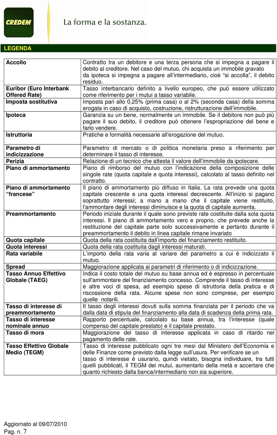 Medio (TEGM) Contratto tra un debitore e una terza persona che si impegna a pagare il debito al creditore.